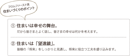 フロムファースト流住まいづくりのポイント